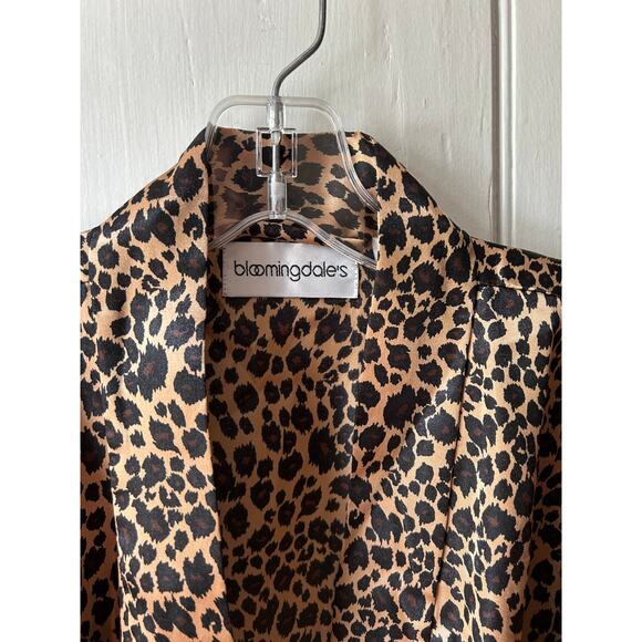 Bloomingdale's leopard print robe one size long kimono style belted silky - Picture 7 of 16